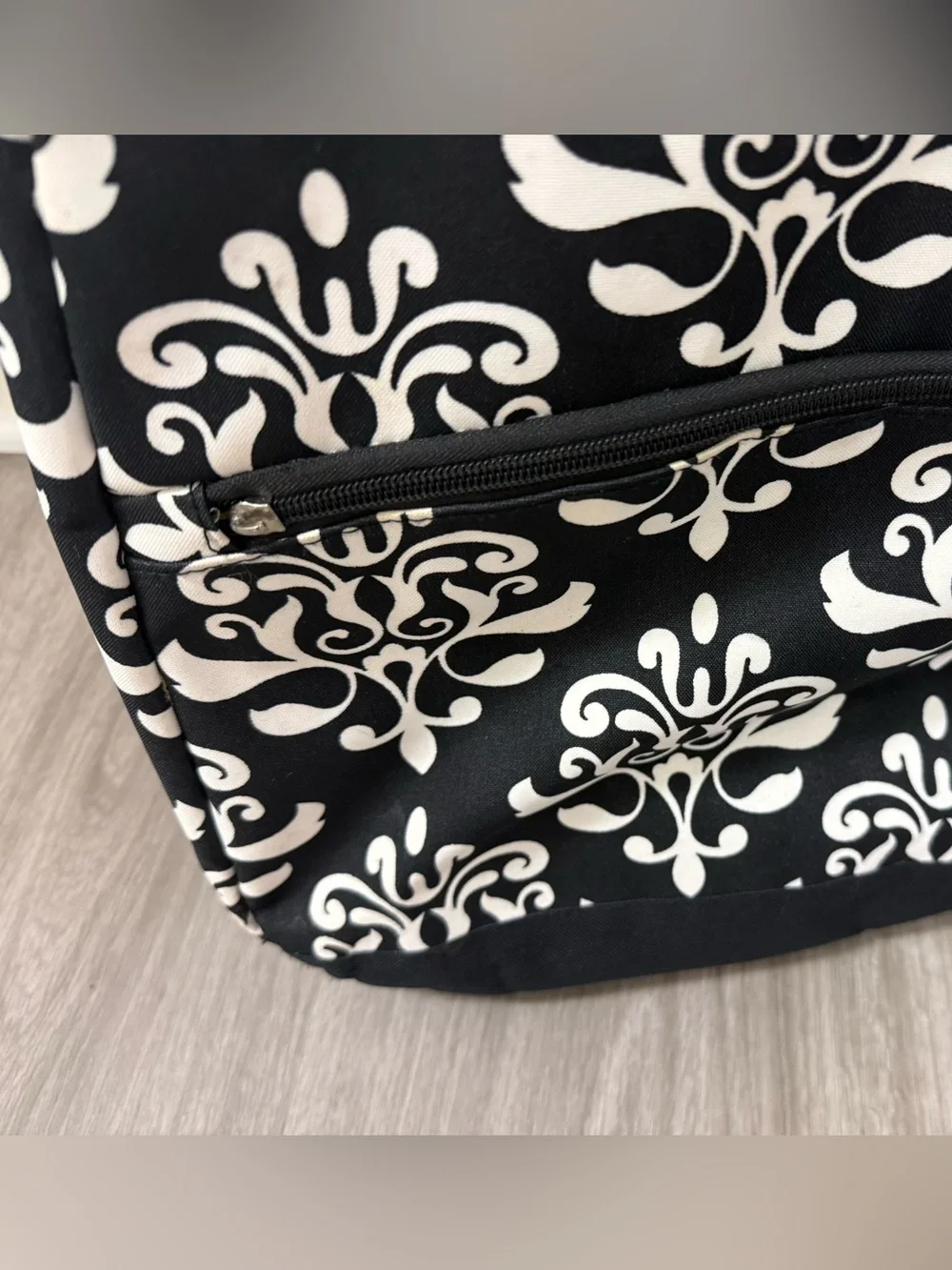 NGIL Black & White Damask Tennis Racquet Backpack Bag